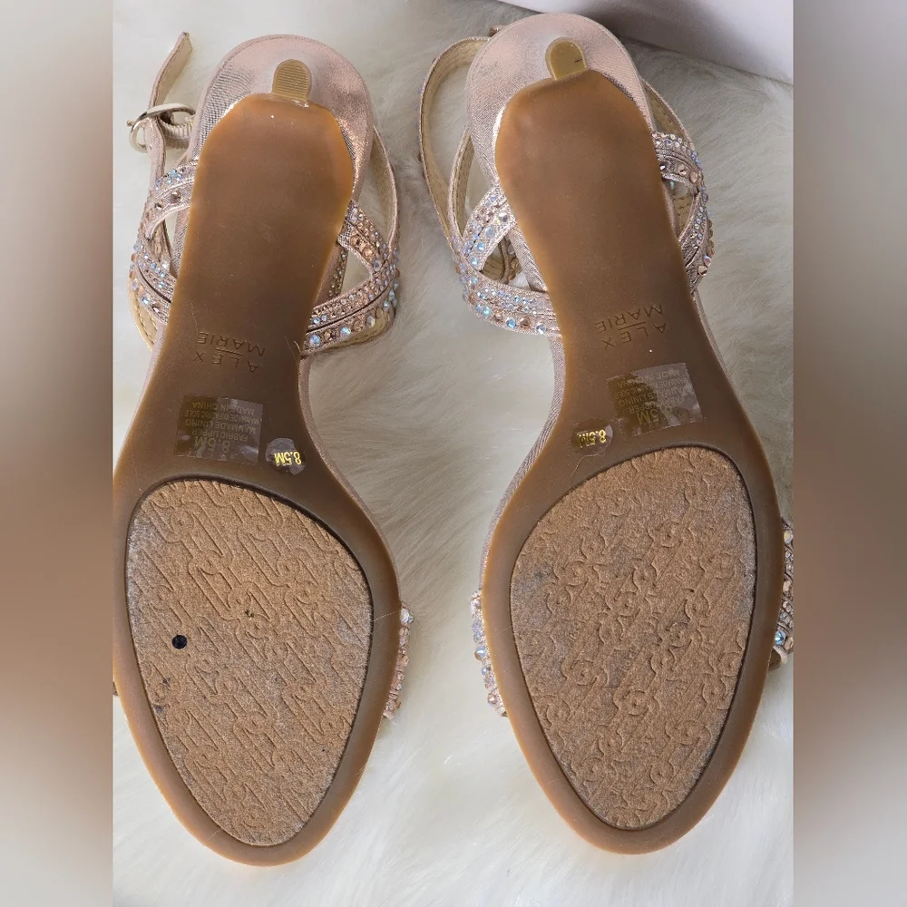 Alex Marie Women's Rose Gold Embellished Heels Size 8 1/2 - Picture 10 of 15